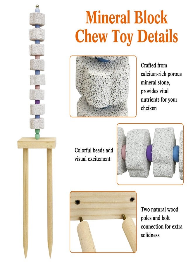 Hamiledyi Chicken Chewing Toy Chicken Coop Accessories with Calcium Stone & Wood Stake Enrichment Toys for Hens, Ducks, Geese, Cockatiel, Parakeet, Parrot, Budgie - Image 2