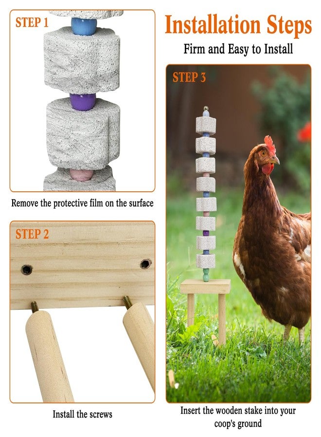 Hamiledyi Chicken Chewing Toy Chicken Coop Accessories with Calcium Stone & Wood Stake Enrichment Toys for Hens, Ducks, Geese, Cockatiel, Parakeet, Parrot, Budgie - Image 5