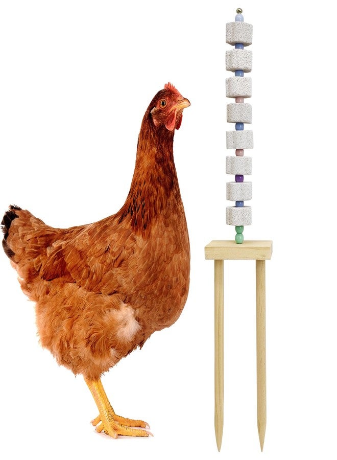 Hamiledyi Chicken Chewing Toy Chicken Coop Accessories with Calcium Stone & Wood Stake Enrichment Toys for Hens, Ducks, Geese, Cockatiel, Parakeet, Parrot, Budgie - Image 1