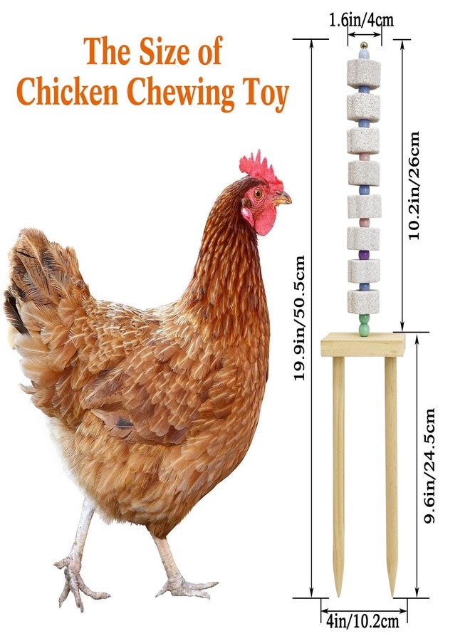 Hamiledyi Chicken Chewing Toy Chicken Coop Accessories with Calcium Stone & Wood Stake Enrichment Toys for Hens, Ducks, Geese, Cockatiel, Parakeet, Parrot, Budgie - Image 3