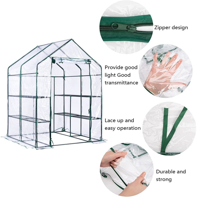 DECOHS Walk-in Greenhouse Replacement Cover with Roll-Up Zipper Door -56 x 56 x 76 Inch PVC Greenhouse Cover for Outdoor Plant Gardening Plants Cold Frost Protection Wind Rain Proof (Frame Not Include) - Image 3