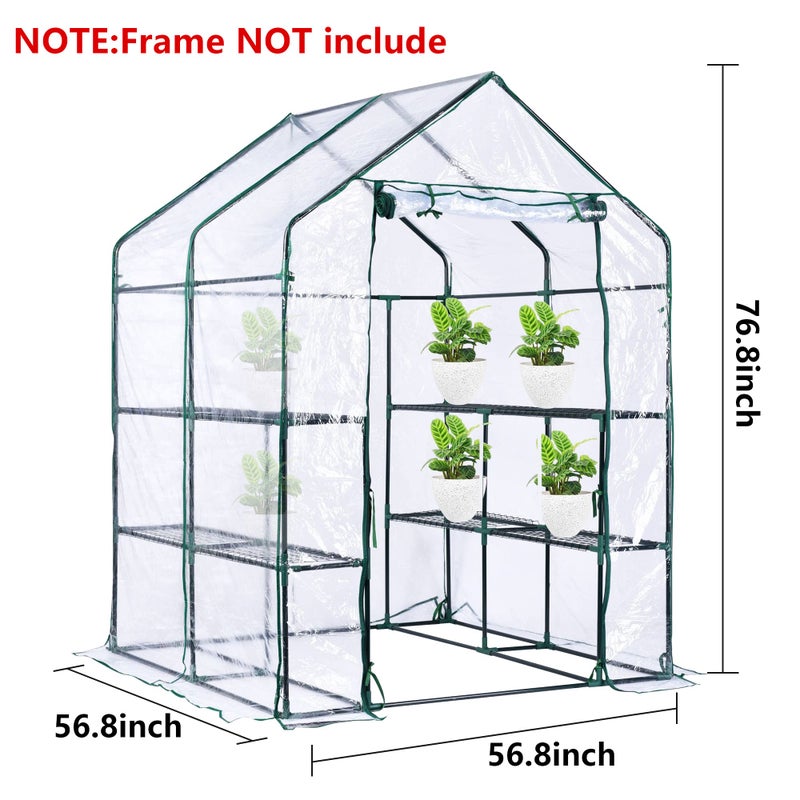 DECOHS Walk-in Greenhouse Replacement Cover with Roll-Up Zipper Door -56 x 56 x 76 Inch PVC Greenhouse Cover for Outdoor Plant Gardening Plants Cold Frost Protection Wind Rain Proof (Frame Not Include) - Image 2