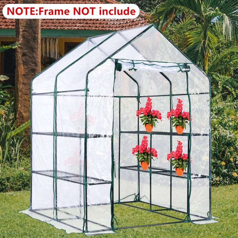 DECOHS Walk-in Greenhouse Replacement Cover with Roll-Up Zipper Door -56 x 56 x 76 Inch PVC Greenhouse Cover for Outdoor Plant Gardening Plants Cold Frost Protection Wind Rain Proof (Frame Not Include) - Image 4