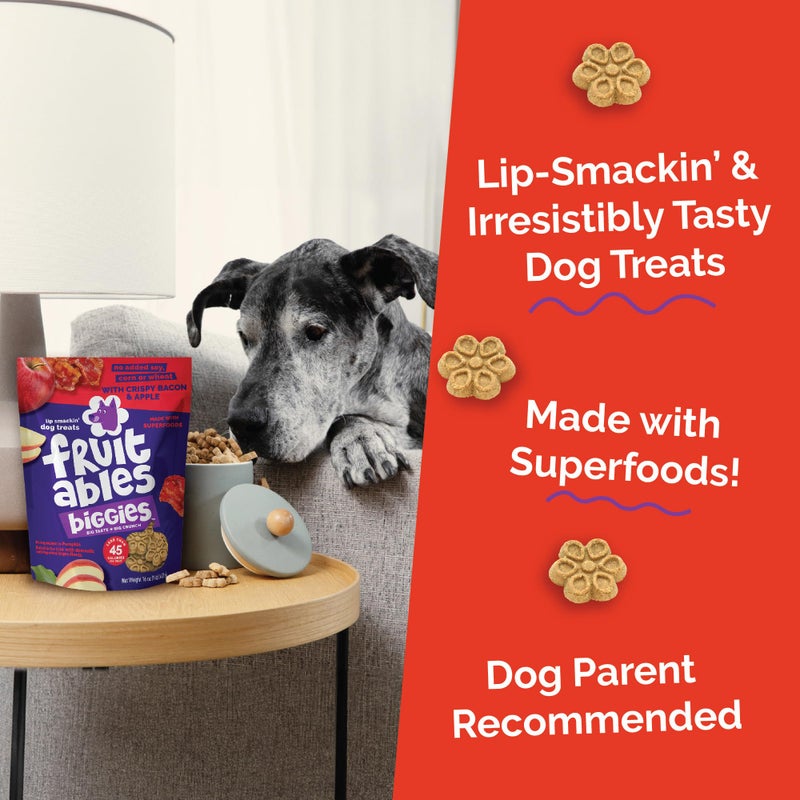 Fruitables Biggies Dog Biscuits, Healthy Treats for Dogs, Pumpkin Doggie Biscuits, Crunchy Treats, Made Without Wheat, Corn and Soy, Made in The USA, Crispy Apple and Bacon Flavor, 16oz - Image 3