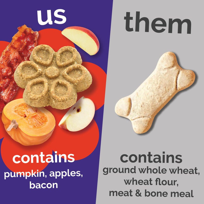 Fruitables Biggies Dog Biscuits, Healthy Treats for Dogs, Pumpkin Doggie Biscuits, Crunchy Treats, Made Without Wheat, Corn and Soy, Made in The USA, Crispy Apple and Bacon Flavor, 16oz - Image 4