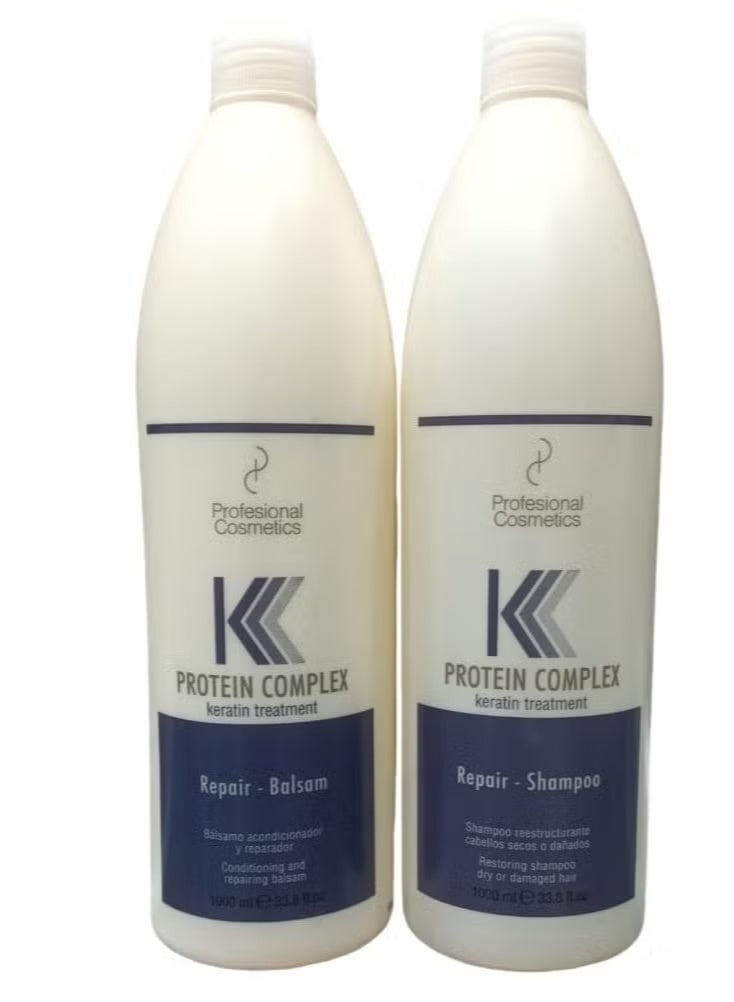 مجموعة شامبو وبلسم للعناية بالشعر بتركيبة البروتين أبيض شامبو 1000ملليلتر بلسم 1000 ملليلتر