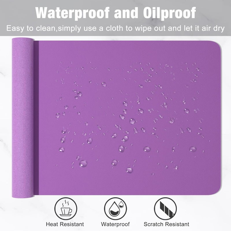 Hsurbtra Desk Pad, 48" x 17" PU Leather Desk Mat, XXXL Extended Mouse Pad, Waterproof Desk Blotter Protector, Ultra Thin Large Laptop Keyboard Mat, Non-Slip Desk Writing Pad for Office Home, Purple - Image 5