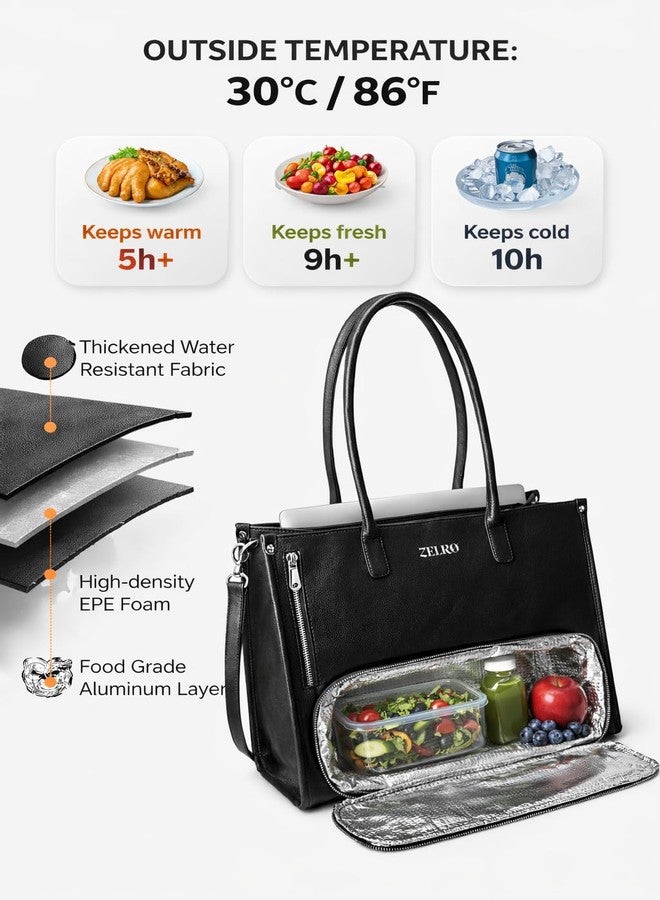 ZELRO Stylish Women's Tote Bag for Woman with Insulated Lunch Compartment | Lightweight & Elegant | Lunch Bag for Office, Travel | Fits 15.6 Inch Laptop Bags for Women Office Use | Water Resistant - Image 2