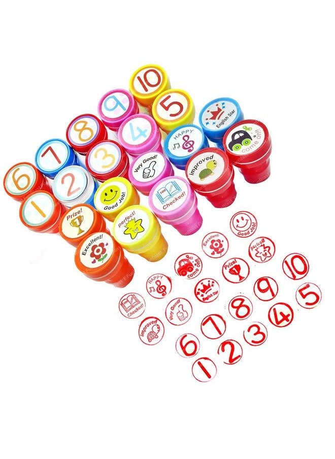 FunBlast 10 Number And 10 Motivation Stamper For Kids Educational Toys Art And Craft School Supplies Set Of 20 Learning Toys For Kids;Boys;Girls Multi Color  - Image 1