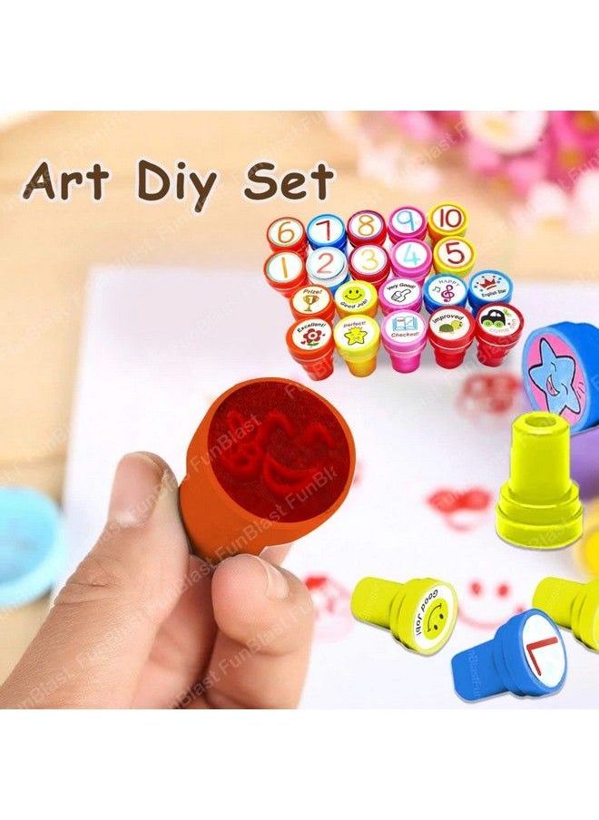 FunBlast 10 Number And 10 Motivation Stamper For Kids Educational Toys Art And Craft School Supplies Set Of 20 Learning Toys For Kids;Boys;Girls Multi Color  - Image 5