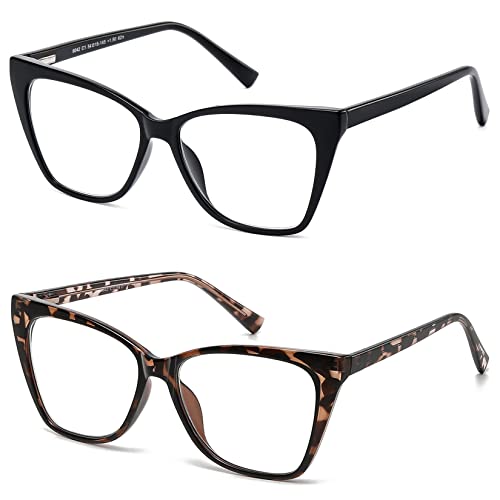 LKEYE Oversized Reading Glasses For Women Cat Eye Computer Blue Light Blocking Reader Stylish Ladies Designer Fashion Large Unbreakable Eyeglasses 2pack Black Leopard LK6042 + 1.50 x - Image 2