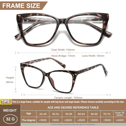 LKEYE Oversized Reading Glasses For Women Cat Eye Computer Blue Light Blocking Reader Stylish Ladies Designer Fashion Large Unbreakable Eyeglasses 2pack Black Leopard LK6042 + 1.50 x - Image 4