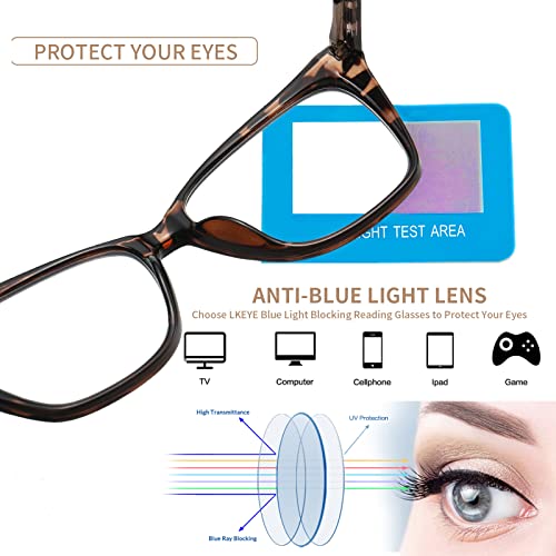 LKEYE Oversized Reading Glasses For Women Cat Eye Computer Blue Light Blocking Reader Stylish Ladies Designer Fashion Large Unbreakable Eyeglasses 2pack Black Leopard LK6042 + 1.50 x - Image 5