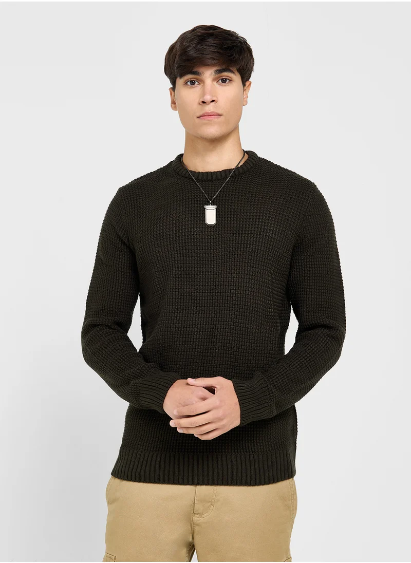 ديفاكتو Knitted Crew Neck Sweater