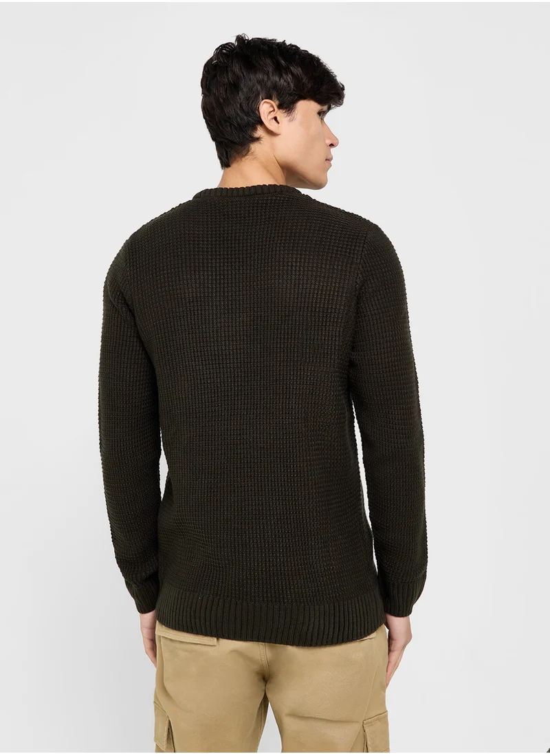 ديفاكتو Knitted Crew Neck Sweater