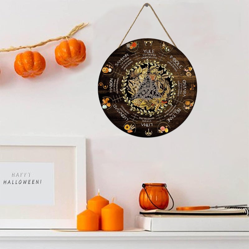 Fenarenes Wheel Year Wood Sign, Sabbats Pagan Witch Sign, Wiccan Holidays, Wicca Calendar, Yule Altar, Celestial Sign, Vintage Christmas Sign,Halloween Decor,Christmas Decor 12x12 Inch - Image 5