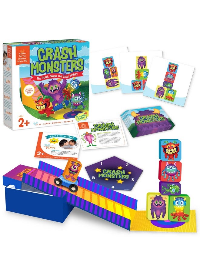 Peaceable Kingdom Crash Monsters Toddler Game - Learning Toys for 2 Year Olds and up, Preschool Games, Toddler Board Games - Develops Fine Motor Skills, Color Matching, Stacking Blocks - Image 1