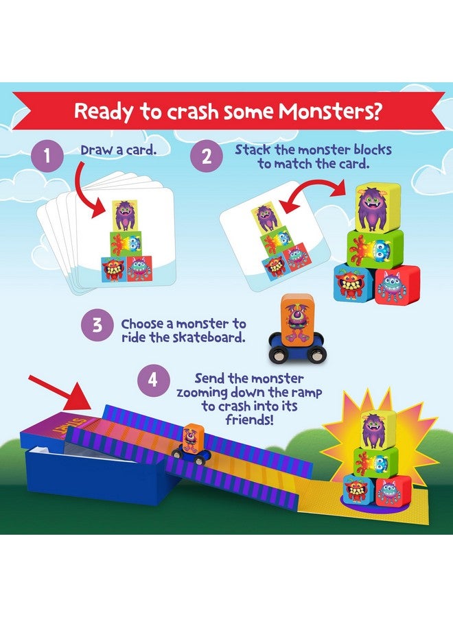 Peaceable Kingdom Crash Monsters Toddler Game - Learning Toys for 2 Year Olds and up, Preschool Games, Toddler Board Games - Develops Fine Motor Skills, Color Matching, Stacking Blocks - Image 3