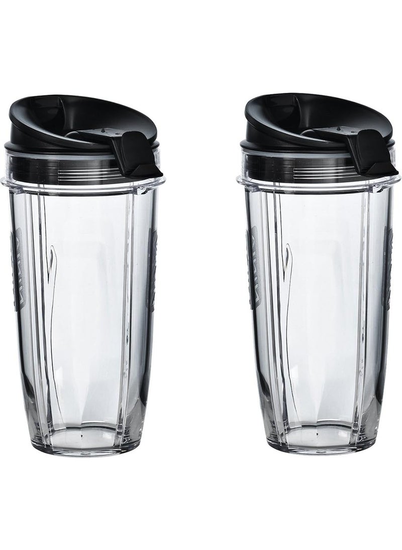 Ninja Nutri Ninja 24Ounce BPAFree Tritan Cup with Spout Lid 2Pack XSK2424 Compatable with BL45xBL48xBL49xBL64xBL68xBN4xxBN75xBN8xxBR6xx SS1xxSS15xSS3xxSS4xxCB1xxCB3xxCB4xxTB3xxTB4xx  - Image 1