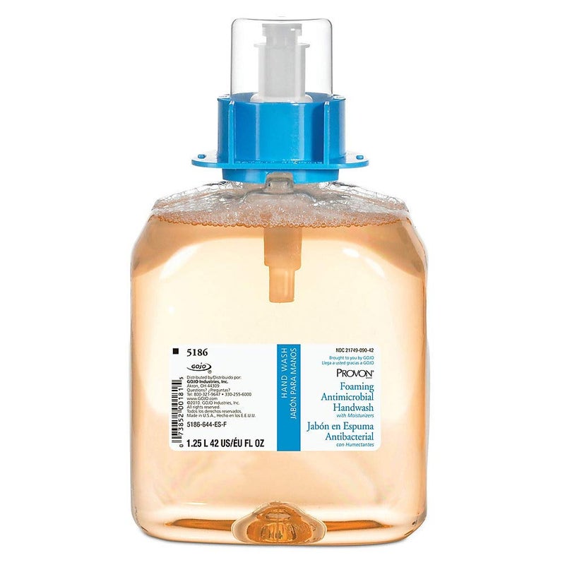 Gojo PROVON Foaming Antimicrobial Handwash with Moisturizers, Light Fruit Fragrance, 1250 mL Hand Soap Refill for PROVON FMX-12 Push-Style Dispenser (Pack of 3) - 5186-03