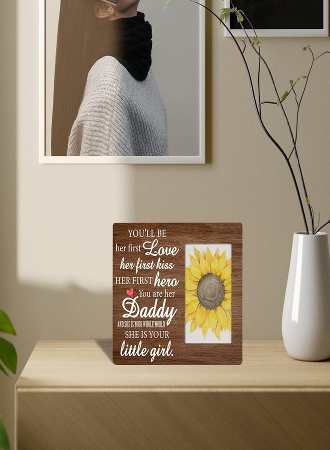 Zauly Daddy Gift for New Dad Daddy-to-be from Unborn Baby Girl Wooden Picture Frame, Daddy Little Girl Wood Photo Frame Gifts for First Father's Day Gender Reveal, Tabletop and Wall Mounting, 4x6 Inch Photo - Image 4