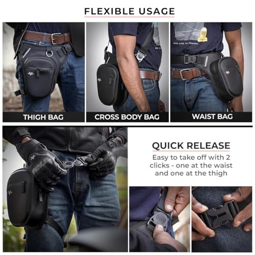 ViaTerra 100% Waterproof Motorcycle Thigh Bag: Waist Leg Bag for Men & Women - Perfect as Drop Leg, Hip, Cross Body or Thigh Pouch! - Image 4