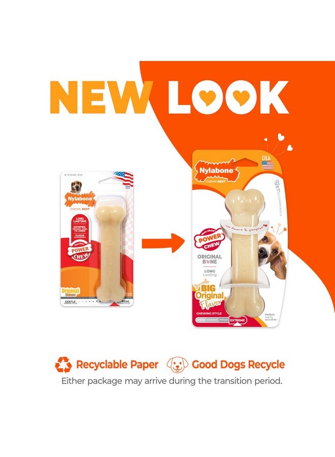 Nylabone Power Chew Original Bone - Durable & Tough Chew Toys for Aggressive Chewers - Durable Dog Toy for Medium Breeds - Original Flavor, Medium, Up to 35 Ibs. (1 Count) - Image 3