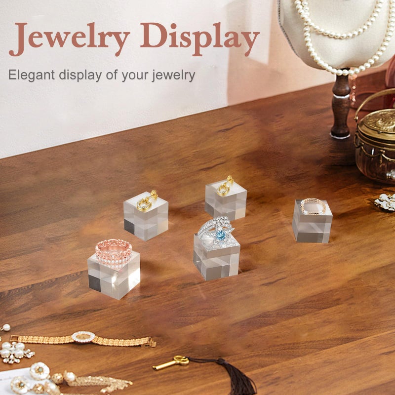 SAMYUCHO Acrylic Base 10 Pieces Acrylic Blocks for Display 1 X 1 X 1 Inch Square Riser Display Stands Trophy Base Pedestal Stands Clear Cube for Trophy Jewelry Props Food Party Crafts - Image 2