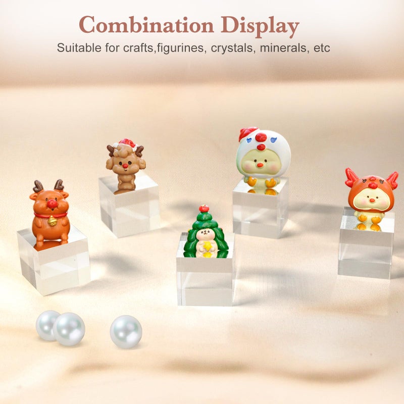 SAMYUCHO Acrylic Base 10 Pieces Acrylic Blocks for Display 1 X 1 X 1 Inch Square Riser Display Stands Trophy Base Pedestal Stands Clear Cube for Trophy Jewelry Props Food Party Crafts - Image 5