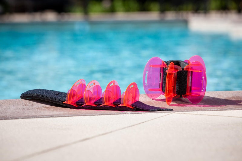 Aqualogix Medium Resistance Hybrid Aquatic Training Fin Set - Pink | Aquatic Cuffs | Quick Start Guide | Leg Water Weights | Strength, HIIT & Swim Training | Pair (MRPCFIN_Pink) - Image 2