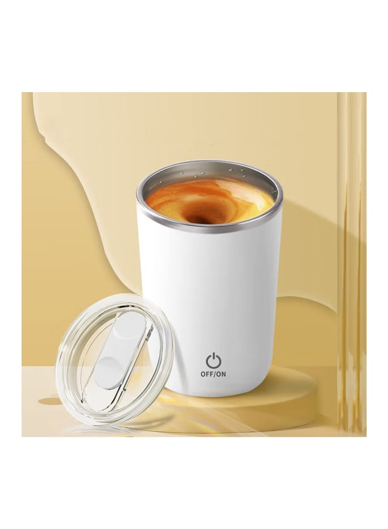 SOLARAE Self-Stirring Electric Mug, Rechargeable Magnetic Mixing Cup for Coffee, Milk, and Cocoa - Automatic Rotating Stirring Mug for Home, Office, and Travel (White) - Image 1