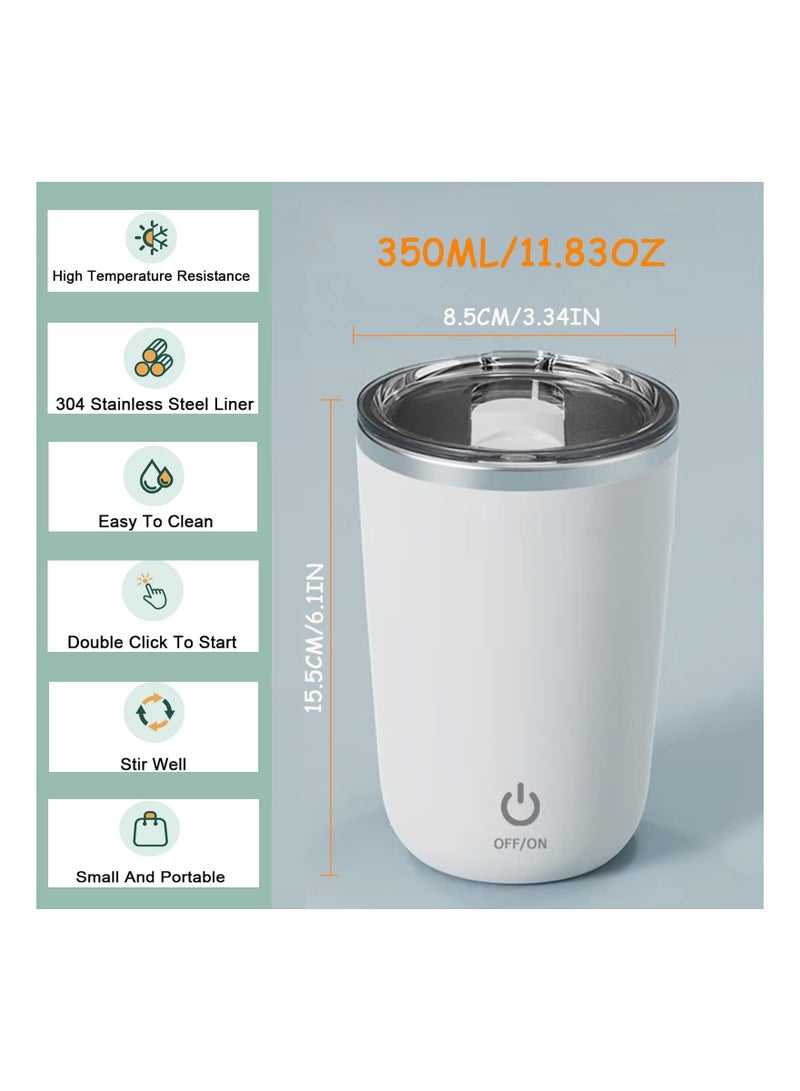 SOLARAE Self-Stirring Electric Mug, Rechargeable Magnetic Mixing Cup for Coffee, Milk, and Cocoa - Automatic Rotating Stirring Mug for Home, Office, and Travel (White) - Image 3