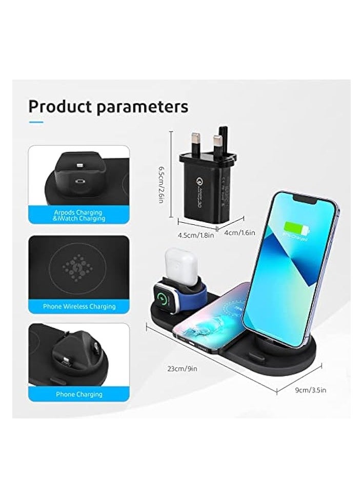 SKY-TOUCH - Wireless Charger Stand,6 in1 Multi-Function Wireless Chargering Station Dock for Apple Watch, AirPods, iPhone Series,Samsung Phone(iWatch Charger Required), USB - Image 1