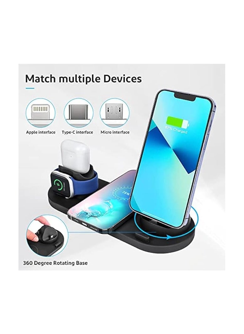 SKY-TOUCH - Wireless Charger Stand,6 in1 Multi-Function Wireless Chargering Station Dock for Apple Watch, AirPods, iPhone Series,Samsung Phone(iWatch Charger Required), USB - Image 1