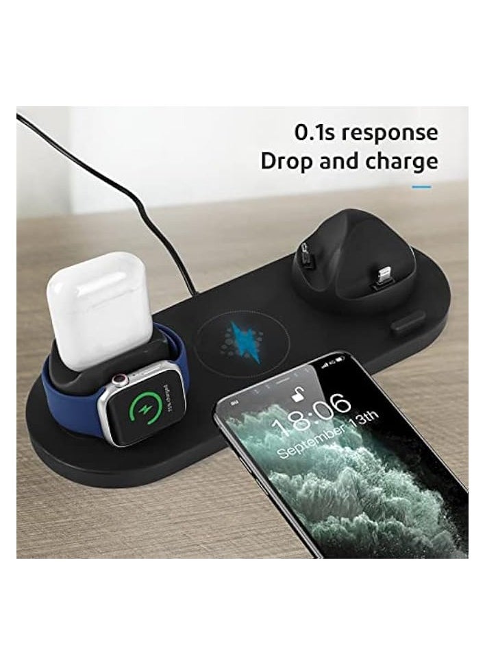 SKY-TOUCH - Wireless Charger Stand,6 in1 Multi-Function Wireless Chargering Station Dock for Apple Watch, AirPods, iPhone Series,Samsung Phone(iWatch Charger Required), USB - Image 1
