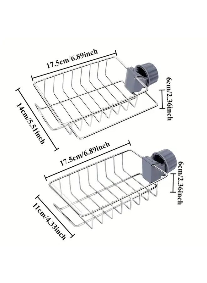No Drill Stainless Steel Shower Caddy Shelf 2 Pcs Rustproof Riser Rail Storage Organizer - Image 3