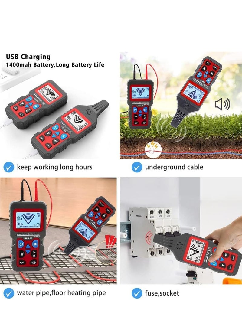 كاشف كابلات تحت الأرض، جهاز تتبع الأسلاك، كاشف الجدران والأنابيب. جهاز كشف عطل الفيوز، المفتاح، وقاطع الدائرة القصيرة / كاشف قابل لإعادة الشحن. - Image 3