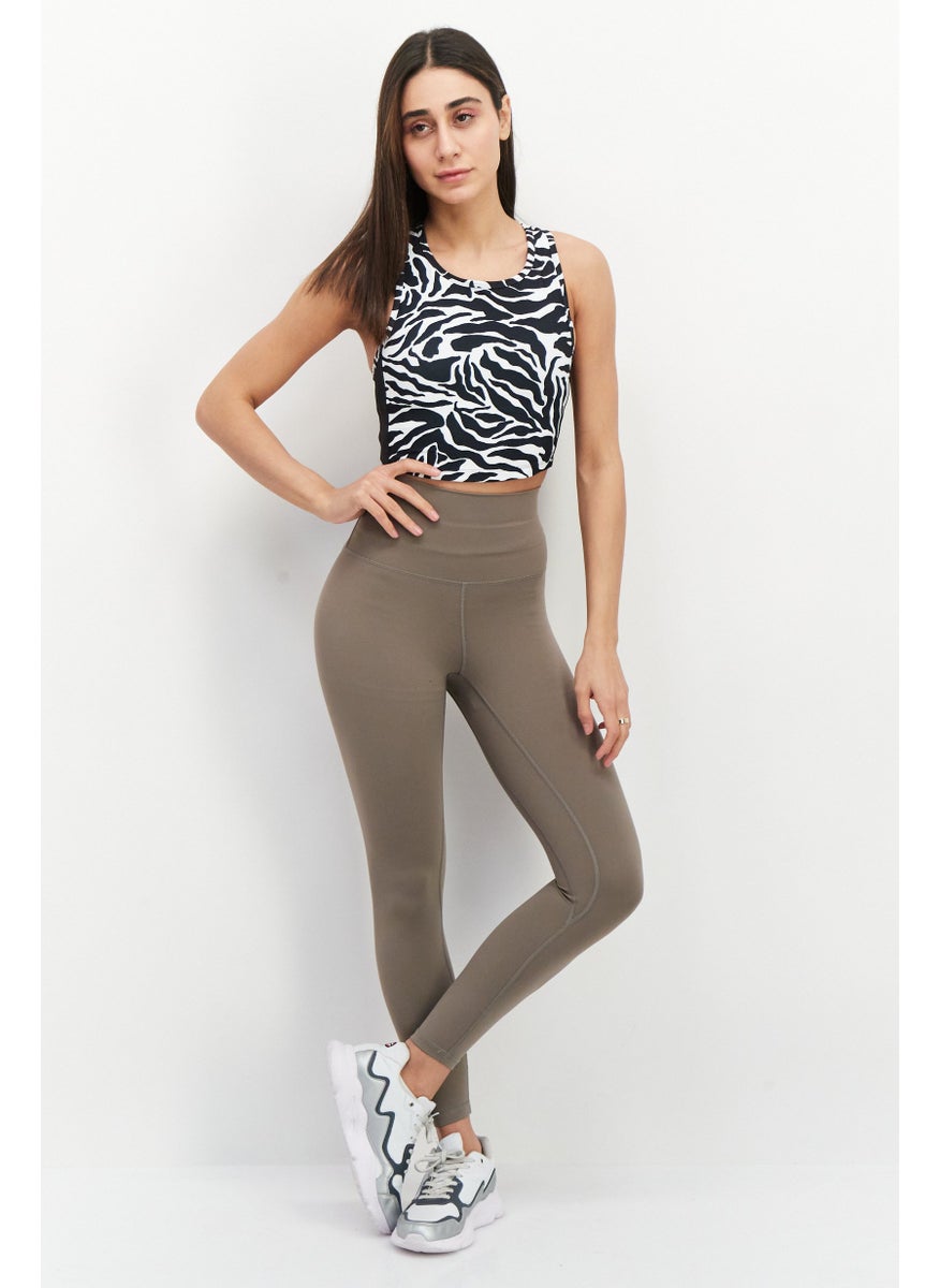 Aqua Women Sportswear Fit Animal Print Training Top, White/Black  - Image 2
