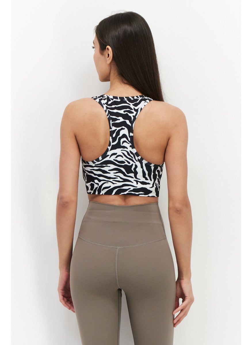 Aqua Women Sportswear Fit Animal Print Training Top, White/Black  - Image 4
