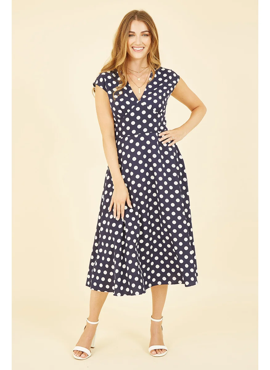 Yumi Spot Print Kimono Sleeve Midi Dress