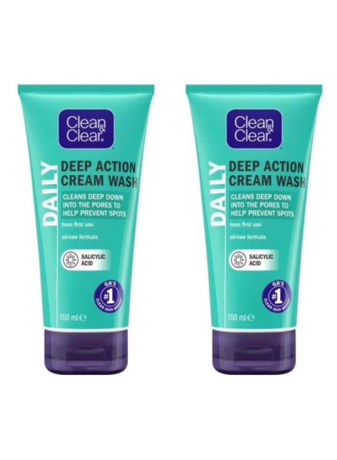 2pcClean & Clear Deep Action Cream Wash - 150 ml