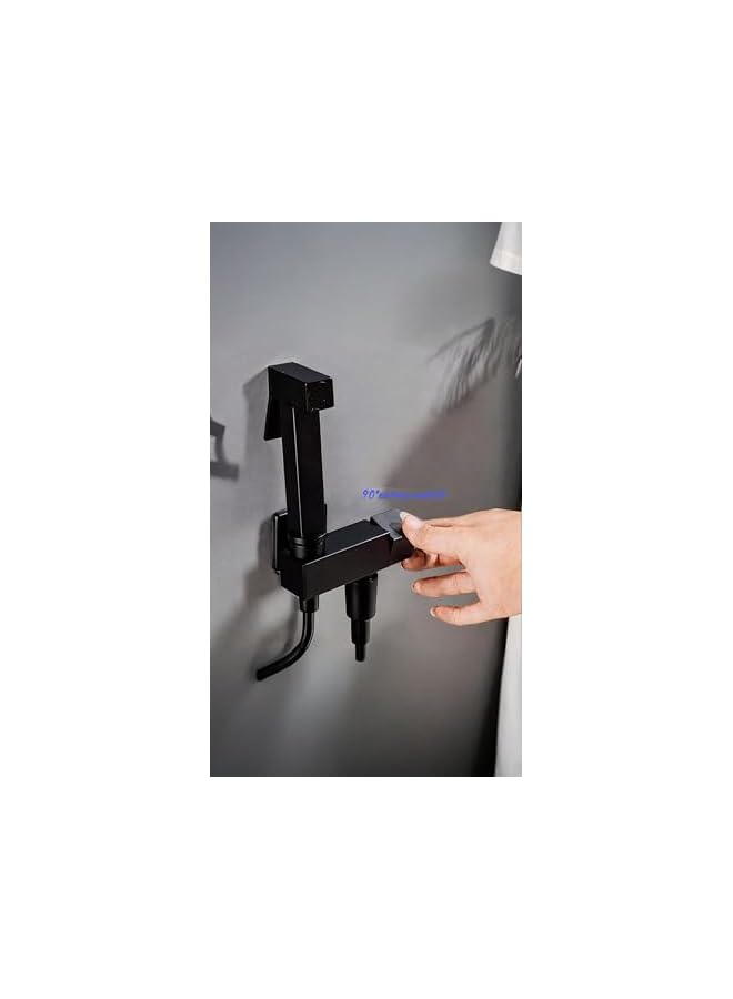 The Bros مجموعة رشاش البيديه المحمول الأسود من ذا بروز - مجموعة حمام نحاسية، مثبتة على الحائط، مقبض واحد، صنبور متعدد الوظائف مع خرطوم مضاد للتسرب - Image 4