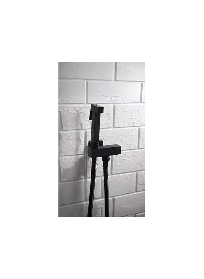 The Bros مجموعة رشاش البيديه المحمول الأسود من ذا بروز - مجموعة حمام نحاسية، مثبتة على الحائط، مقبض واحد، صنبور متعدد الوظائف مع خرطوم مضاد للتسرب - Image 2