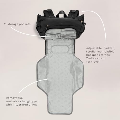 JuJuBe JJB by JuJuBe Modern Diaper Bag Backpack with Portable Changing Pad, Stroller Straps, Large Travel Backpack for Boy or Girl, Carrying Baby Bottles, Wipes, Diapers, Pacifiers, Black, Mother's Day Gift - Image 3