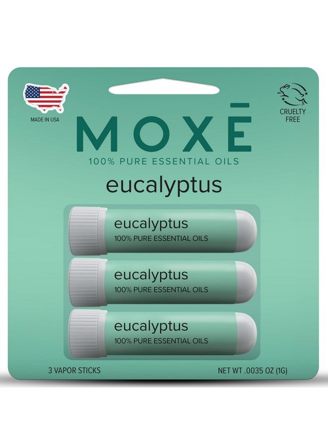 MOXE MOXĒ Eucalyptus Essential Oil Nasal Inhaler, Sinus & Congestion Relief, Daily Relaxation, Stress Relief, Therapeutic No-Mess Aromatherapy, Pure and Natural, Made in USA (3 Pack) - Image 1