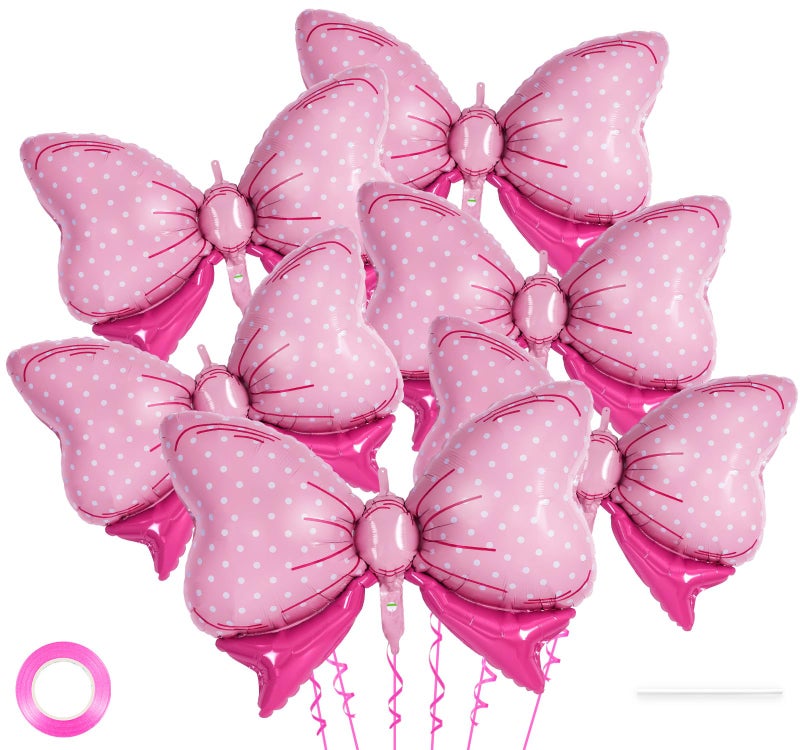YOTHORN 6 Pcs Pink Bow Balloons for Girls 35 Inch Bow Foil BalloonsBows Gender Reveal Decorations for Birthday Party Wedding Baby Shower Mouse Party Decoration - Image 2