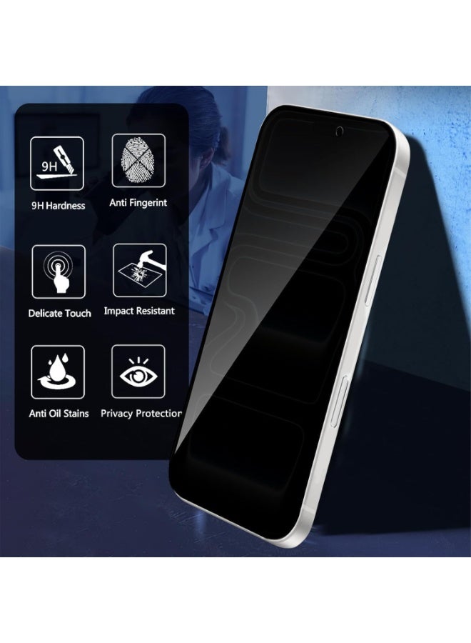 Glass Privacy Screen Protector for iPhone 17  , 9H Hardness, Anti-Spy Anti-Fingerprint, Scratch Resistant for iPhone 17  (2 Pack) - Image 3