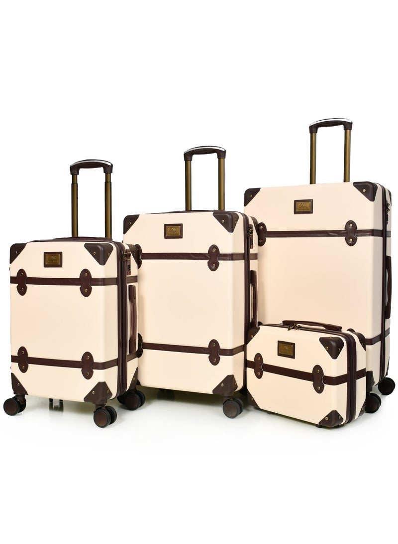 MORANO Classic Morano Travel Bags 4-Pieces with Rotating Wheels and a Safety Lock Sizes : 28''-24''-20''-14 Inch Color (Beige) - Image 1