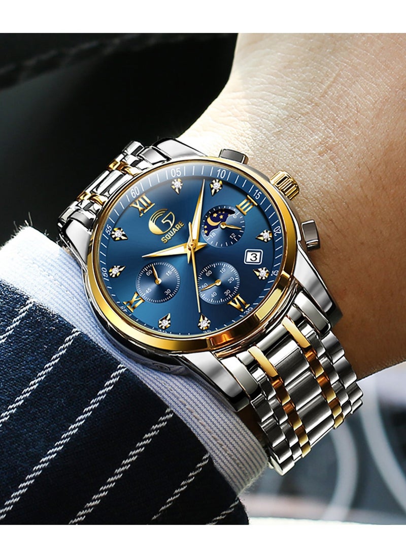 Gsquare Men's Analog Quartz Blue Dial Stainless Steel Watch-2858  - Image 4