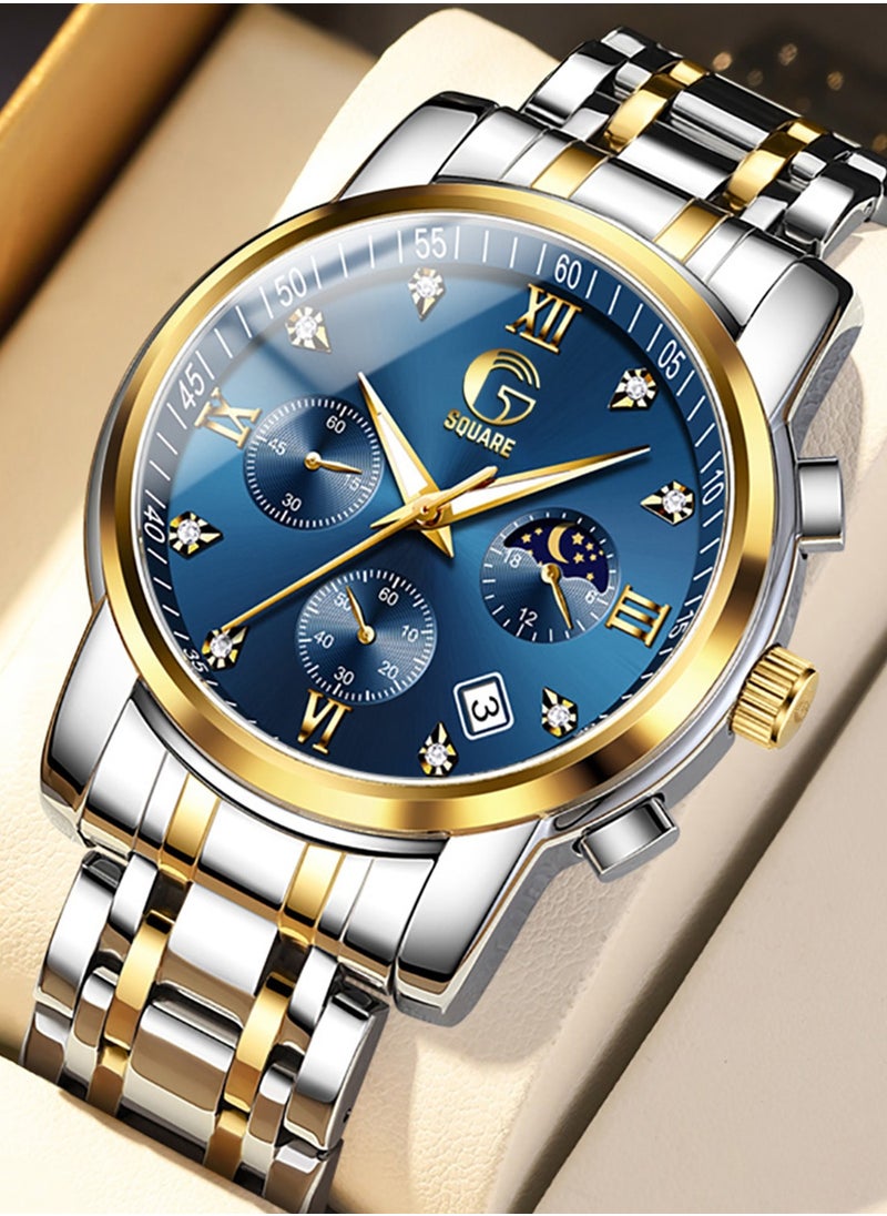 Gsquare Men's Analog Quartz Blue Dial Stainless Steel Watch-2858  - Image 3